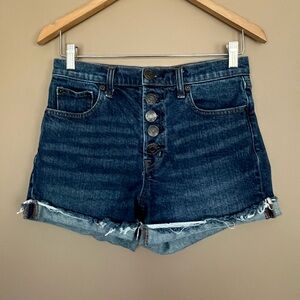 {GAP} Button Fly High Rise Denim Jean Shorts in Dark Indigo - Womens 26